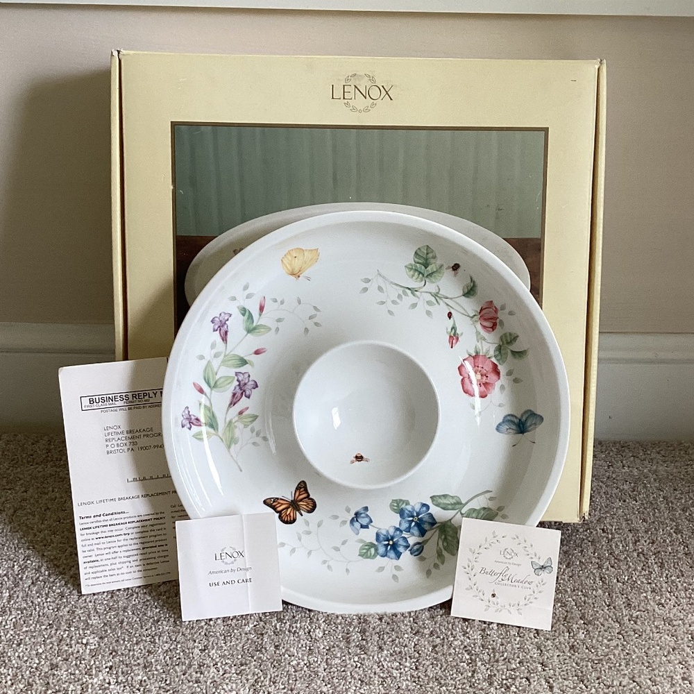 Lenox Butterfly Meadow Chip and Dip NIB